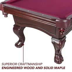 Hathaway Augusta 8-ft Pool Table with Burgundy Felt – Mahogany Finish