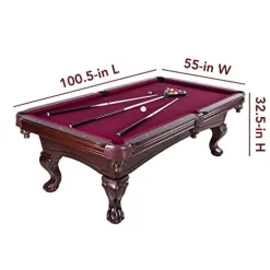Hathaway Augusta 8-ft Pool Table with Burgundy Felt – Mahogany Finish