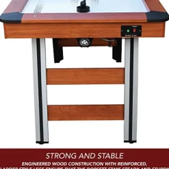 Hathaway Dorsett 60-in Air Hockey Table LED Scoring Wood Grain/Silver/Black