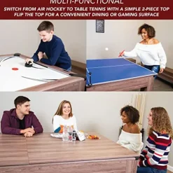 Hathaway Driftwood 7-ft Air Hockey Table Tennis Combination Woodgrain