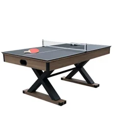 Hathaway Excalibur 6-ft Air Hockey Table with Table Tennis Top Driftwood Black