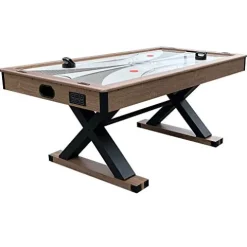 Hathaway Excalibur 6-ft Air Hockey Table with Table Tennis Top Driftwood Black