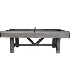 Hathaway Logan 7-ft Pool Table Combo Set with Benches – Rustic Gray Barnwood