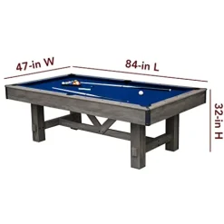 Hathaway Logan 7-ft Pool Table Combo Set with Benches – Rustic Gray Barnwood