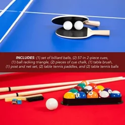 Hathaway Maverick 7-foot Pool and Table Tennis Multi Game Black with Red Felt