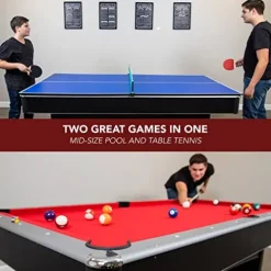 Hathaway Maverick 7-foot Pool and Table Tennis Multi Game Black with Red Felt