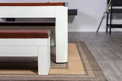 Hathaway Newport 7-ft Pool Table Tennis Combination with Dining Top, Two STO Newport II 7-ft Pool Table Combo Set with Benches – White with Camel Felt – Walnut