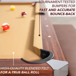 Hathaway Newport 7-ft Pool Table Tennis Combination with Dining Top, Two STO Newport II 7-ft Pool Table Combo Set with Benches – White with Camel Felt – Walnut