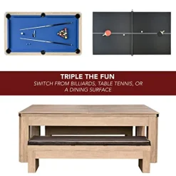 Hathaway Newport 7-ft Pool Table Combo Set with Benches Rustic Gray