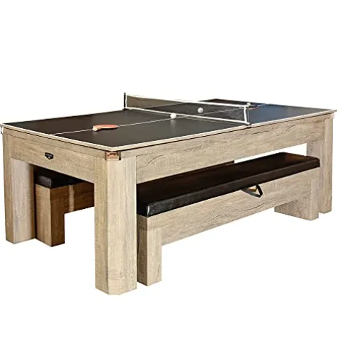 Hathaway Newport 7-ft Pool Table Combo Set with Benches Rustic Gray