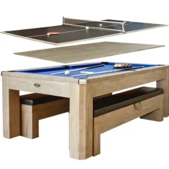 Hathaway Newport 7-ft Pool Table Combo Set with Benches Rustic Gray