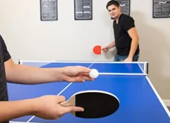 Hathaway Newport 7-ft Pool Table Tennis Combination with Dining Top, Two Storage Benches – Woodtone