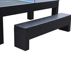 Hathaway Park Avenue 7-ft Pool Table Tennis Combination with Dining Top, Two Storage Benches – Black and Red Felt