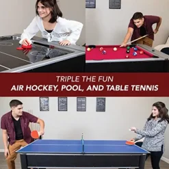 Hathaway Triple Threat 6-ft 3-in-1 Multi Game Table Black