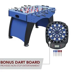 Hathaway Ventura 55-in Foosball Table with Bonus Electronic Dart Board Blue