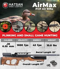 Hatsan AirMax .25 Cal Air Rifle Bundle with 150 Pellets and 100 Paper Targets