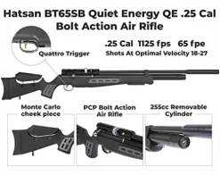 Hatsan BT65SB QE .25 Caliber PCP Bolt Action Air Rifle Bundle with 150 Pellets and Wearable4U Cloth Black