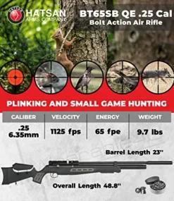 Hatsan BT65SB QE .25 Caliber PCP Bolt Action Air Rifle Bundle with 150 Pellets and Wearable4U Cloth Black