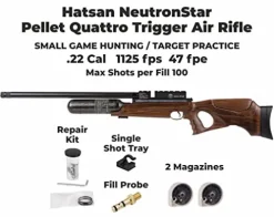 Hatsan NeutronStar Air Rifle .22 Cal Bundle with 250ct Pellets and 100x Targets Black