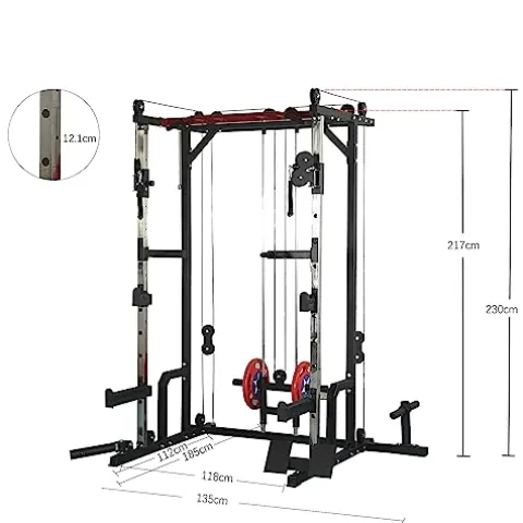 HAUSHECK 1400lbs Power Cage with LAT Pulldown, Weight Storage, Squat Racks, Home Gym Equipment, Orange