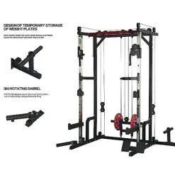 HAUSHECK 1400lbs Power Cage with LAT Pulldown, Weight Storage, Squat Racks, Home Gym Equipment, Orange