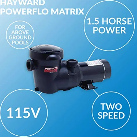Hayward W3SP15932S PowerFlo Matrix Dual-Speed Above-Ground Pool Pump 1.5 HP Black