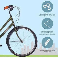 Head Groove Belt Drive Comfort Hybrid Bike Green