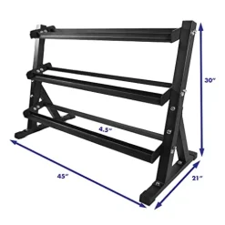 Healthy You Rubber Hex Dumbbell Complete Package Set 5-50 lbs With Rack