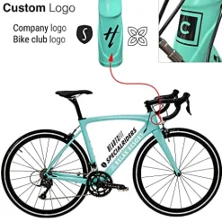 Hearts Bio Carbon Frame Road Bike Model H – Carbon Fiber Racing Bicycle with SORA 18 Speed Derailleur System (52) Celeste, HeartsBio Blue