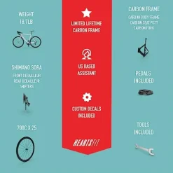 Hearts Bio Carbon Frame Road Bike Model H Special Edition HeartsRed