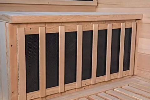 Heat Wave 4 Person Sauna Hemlock Wood Sonoma 9 Carbon Infrared Heaters MP3 Player Chromo Therapy Lighting 120V 2100W Wood