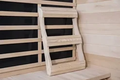 Heat Wave 4 Person Sauna Hemlock Wood Sonoma 9 Carbon Infrared Heaters MP3 Player Chromo Therapy Lighting 120V 2100W Wood