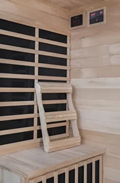 Heat Wave 4 Person Sauna Hemlock Wood Sonoma 9 Carbon Infrared Heaters MP3 Player Chromo Therapy Lighting 120V 2100W Wood