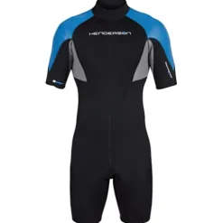 Henderson Mens Thermoprene Pro Back Zip Shorty Wetsuit Black/Blue