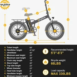 Heybike Mars Electric Bike Foldable 20″ x 4.0 Fat Tire Electric Bicycle Mars-Black