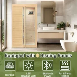 HFYee Infrared Sauna Box Hemlock Single Person Natural
