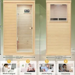 HFYee Infrared Sauna Box Hemlock Single Person Natural