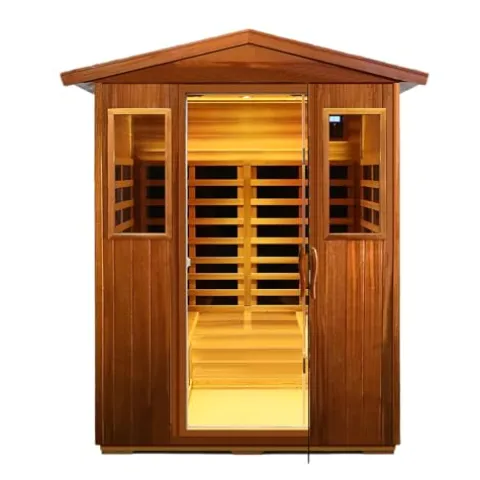 HFYee Infrared Sauna Box 4 Person Indoor Outdoor Sauna Room Natural