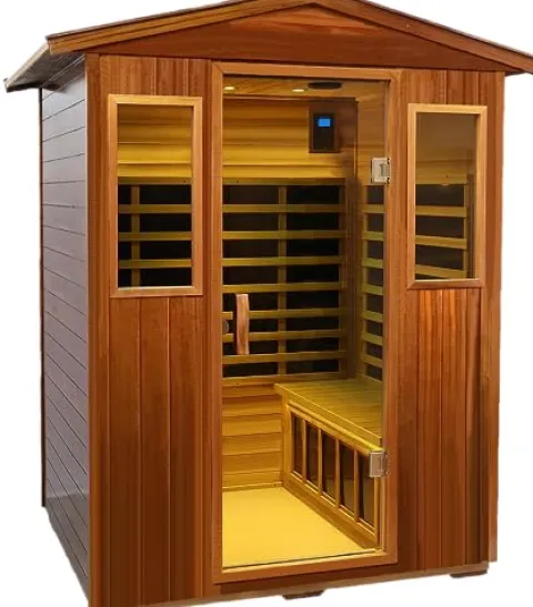 HFYee Infrared Sauna Box 4 Person Indoor Outdoor Sauna Room Natural