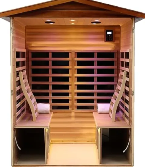 HFYee Infrared Sauna Box 4 Person Indoor Outdoor Sauna Room Natural