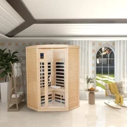 HFYee 2-Person Hemlock Infrared Sauna Box Natural
