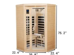 HFYee 2-Person Hemlock Infrared Sauna Box Natural