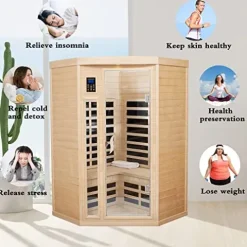 HFYee 2-Person Hemlock Infrared Sauna Box Natural