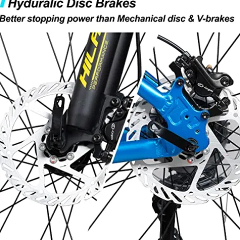 HH HILAND Hiland 29 inch Mens Mountain Bike, 17/19 inch Frame, Hydraulic Disc-Brake, Lock-Out Suspension Fork, 16 Speeds Trail Bike Light Blue