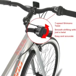HH HILAND Hiland Hybrid Bike Shimano Drivetrain 7 Speeds 700C Wheels Silver