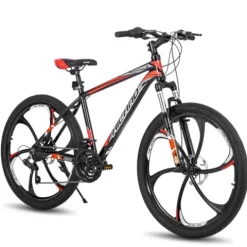 HH HILAND Hiland Mountain Bike, 3/6/Multi-Spokes, Shimano 21 Speeds Drivetrain, Aluminum Frame 26 Inch Wheels, Disc-Brake Bike for Men Women Men’s MTB Bicycle 6 Black