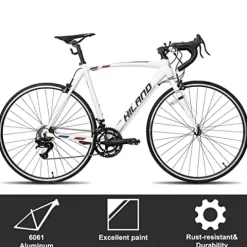 HH HILAND Hiland Road Bike 700c Racing Bike City Commuter Bicycle with 14 Speeds Drivetrain 50cm White