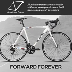 HH HILAND Hiland Road Bike 700c Racing Bike City Commuter Bicycle with 14 Speeds Drivetrain 60cm White