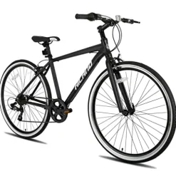 HH HILAND Hybrid Bike Step-Over/Step-Through Frame 700C Black