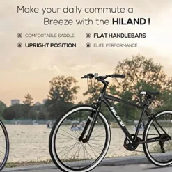 HH HILAND Hybrid Bike Step-Over/Step-Through Frame 700C Black